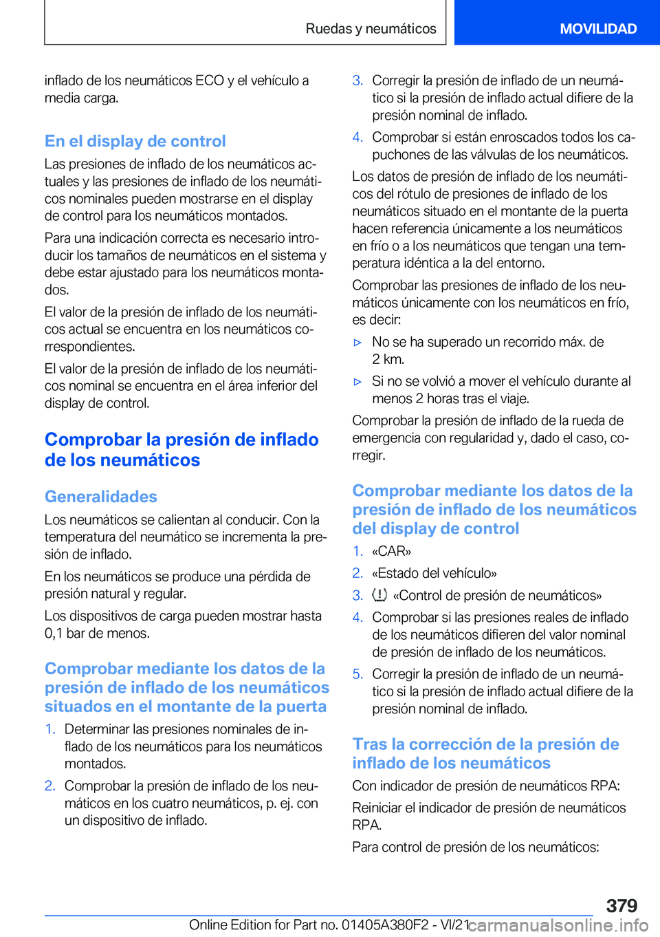 BMW 5 SERIES 2022  Manuales de Empleo (in Spanish) �i�n�f�l�a�d�o��d�e��l�o�s��n�e�u�m�