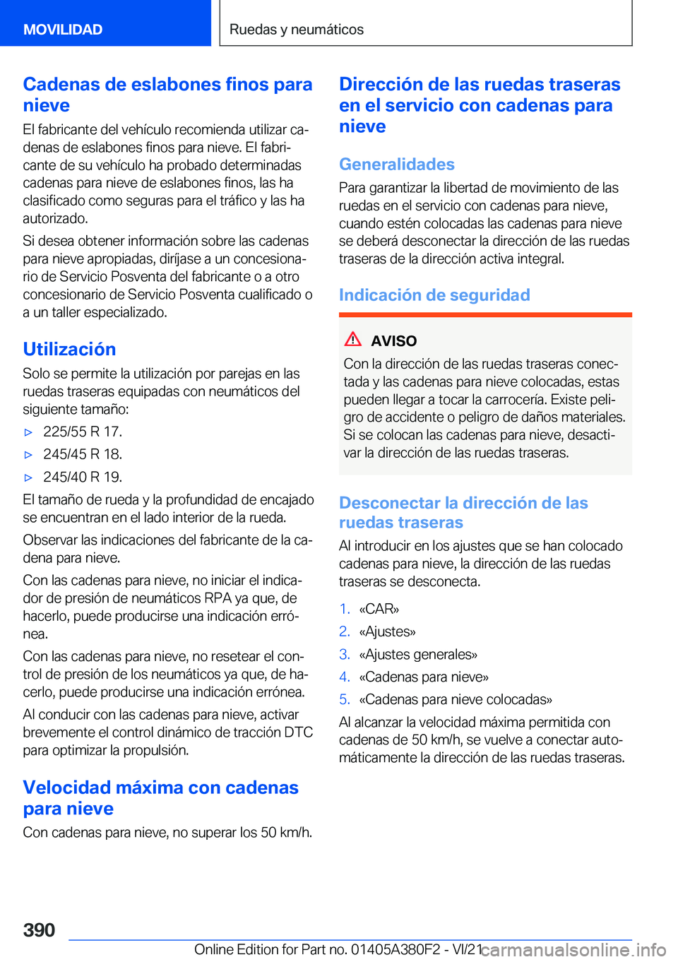 BMW 5 SERIES 2022  Manuales de Empleo (in Spanish) �C�a�d�e�n�a�s��d�e��e�s�l�a�b�o�n�e�s��f�i�n�o�s��p�a�r�a
�n�i�e�v�e
�E�l��f�a�b�r�i�c�a�n�t�e��d�e�l��v�e�h�