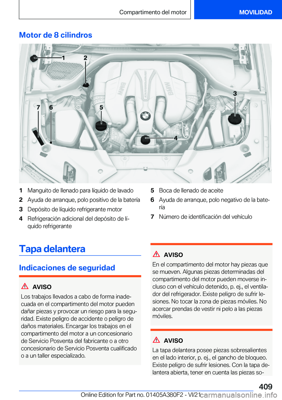 BMW 5 SERIES 2022  Manuales de Empleo (in Spanish) �M�o�t�o�r��d�e��8��c�i�l�i�n�d�r�o�s�1�M�a�n�g�u�i�t�o��d�e��l�l�e�n�a�d�o��p�a�r�a��l�