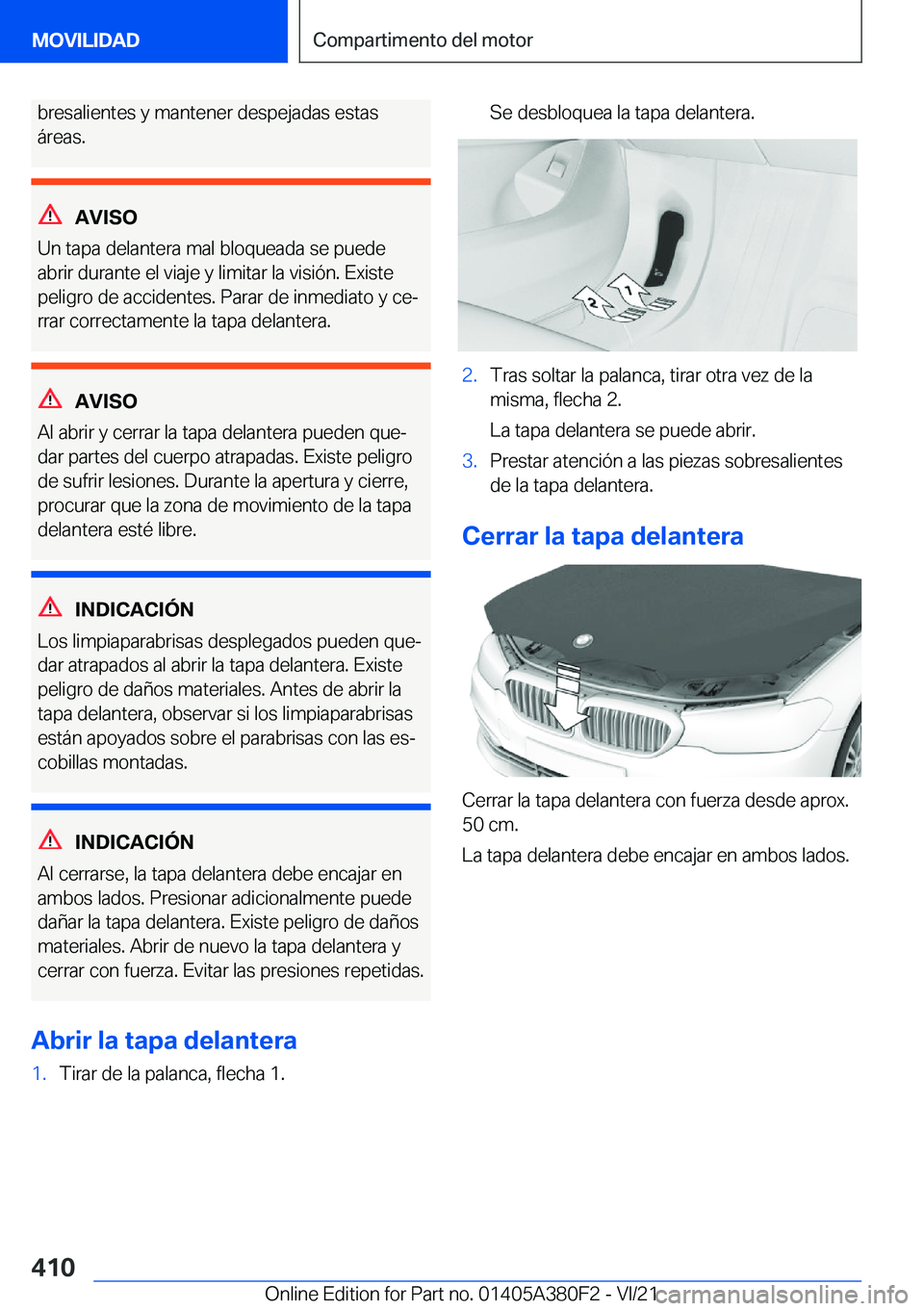 BMW 5 SERIES 2022  Manuales de Empleo (in Spanish) �b�r�e�s�a�l�i�e�n�t�e�s��y��m�a�n�t�e�n�e�r��d�e�s�p�e�j�a�d�a�s��e�s�t�a�s�