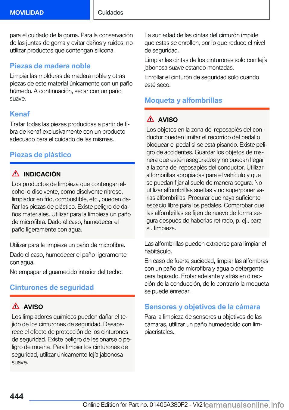 BMW 5 SERIES 2022  Manuales de Empleo (in Spanish) �p�a�r�a��e�l��c�u�i�d�a�d�o��d�e��l�a��g�o�m�a�.��P�a�r�a��l�a��c�o�n�s�e�r�v�a�c�i�
