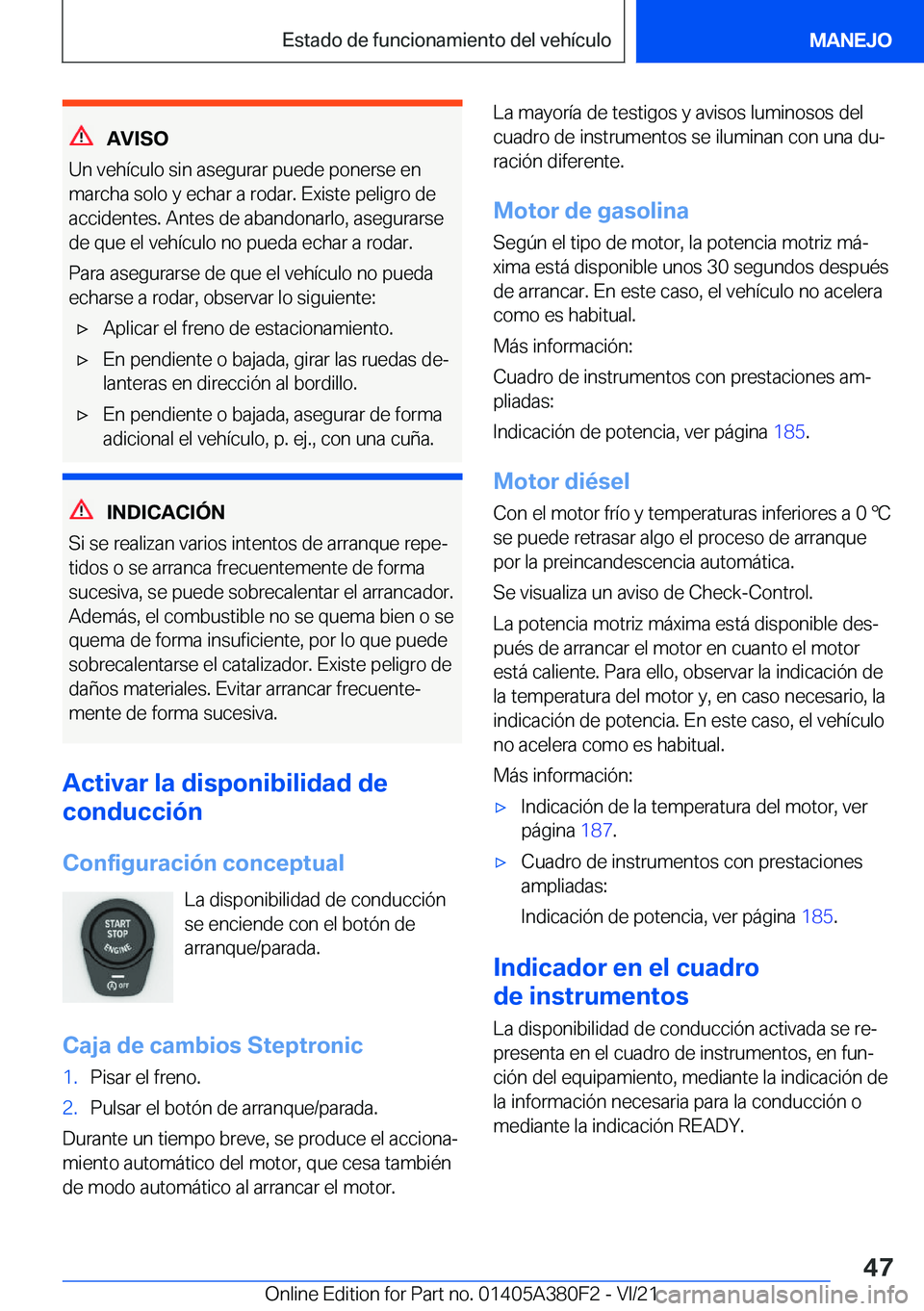 BMW 5 SERIES 2022  Manuales de Empleo (in Spanish) �A�V�I�S�O
�U�n��v�e�h�
