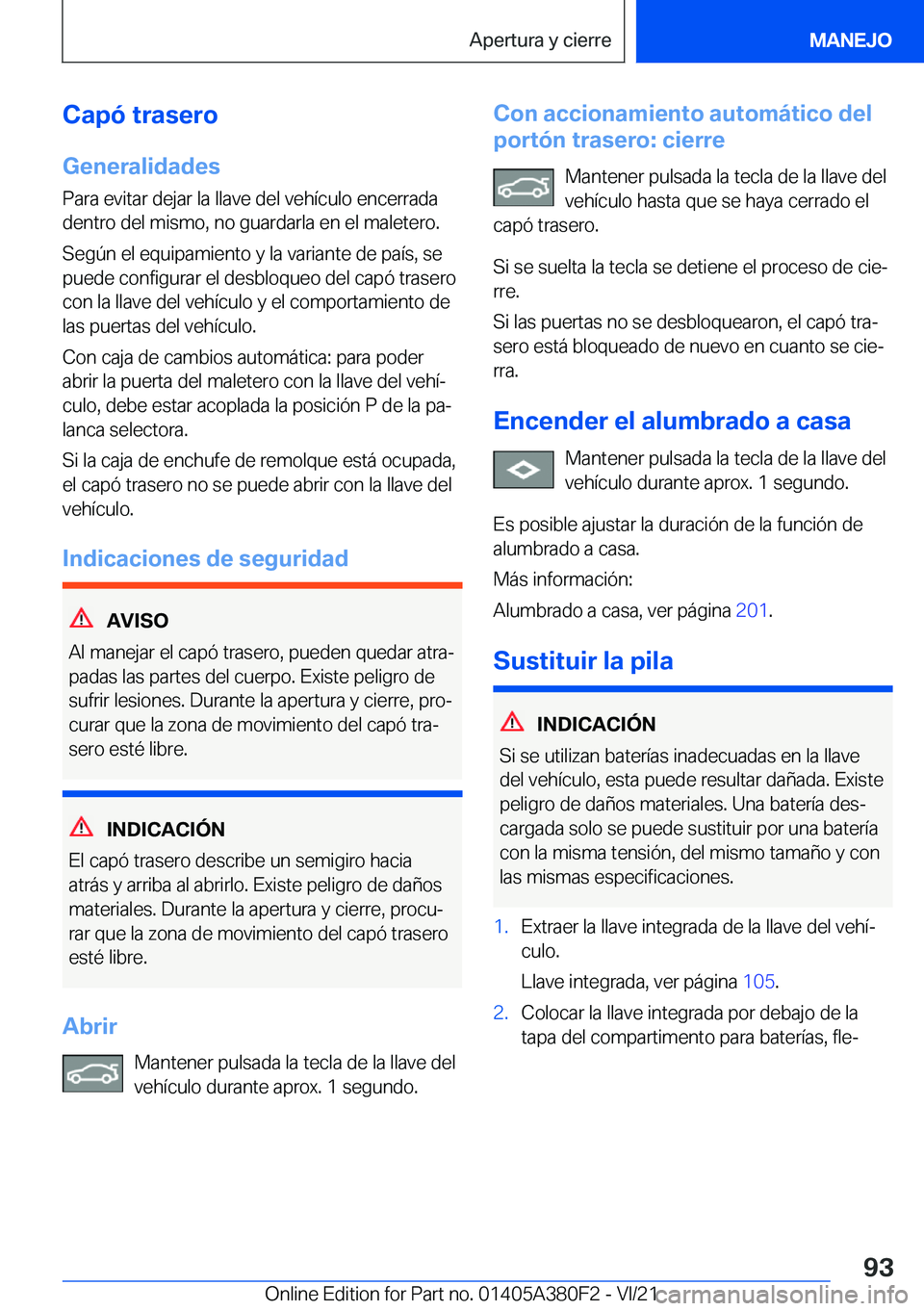 BMW 5 SERIES 2022  Manuales de Empleo (in Spanish) �C�a�p�