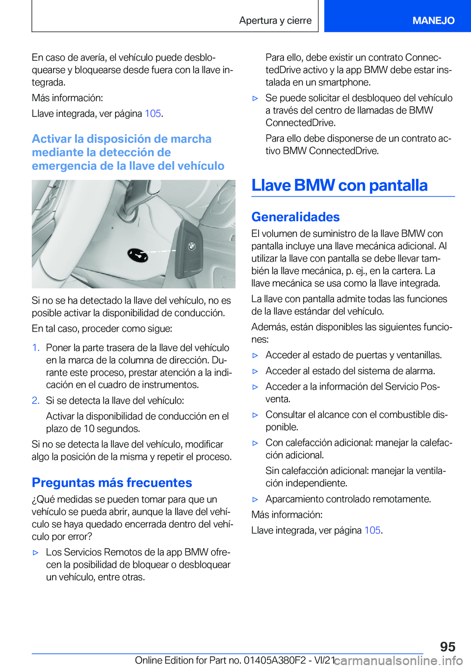 BMW 5 SERIES 2022  Manuales de Empleo (in Spanish) �E�n��c�a�s�o��d�e��a�v�e�r�