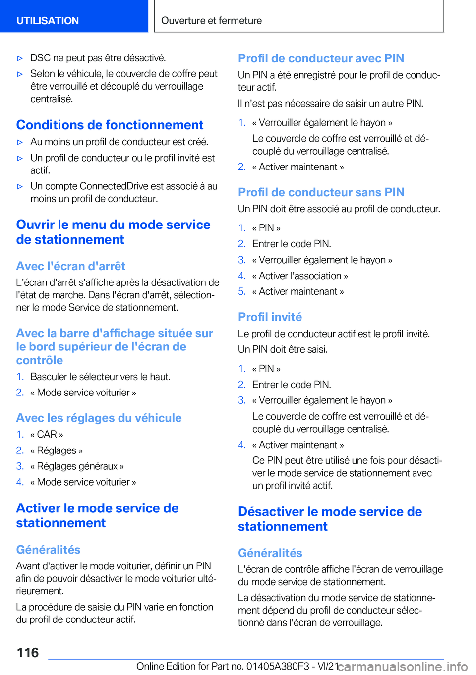 BMW 5 SERIES 2022  Notices Demploi (in French) 'x�D�S�C��n�e��p�e�u�t��p�a�s��ê�t�r�e��d�é�s�a�c�t�i�v�é�.'x�S�e�l�o�n��l�e��v�é�h�i�c�u�l�e�,��l�e��c�o�u�v�e�r�c�l�e��d�e��c�o�f�f�r�e��p�e�u�t�ê�t�r�e��v�e�r�r�o�u�i�l�l�