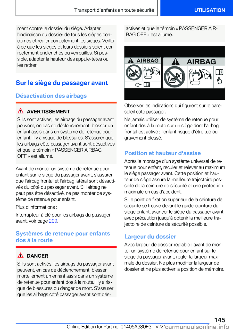 BMW 5 SERIES 2022  Notices Demploi (in French) �m�e�n�t��c�o�n�t�r�e��l�e��d�o�s�s�i�e�r��d�u��s�i�è�g�e�.��A�d�a�p�t�e�r�l�'�i�n�c�l�i�n�a�i�s�o�n��d�u��d�o�s�s�i�e�r��d�e��t�o�u�s��l�e�s��s�i�è�g�e�s��c�o�nj �c�e�r�n�é�s��e