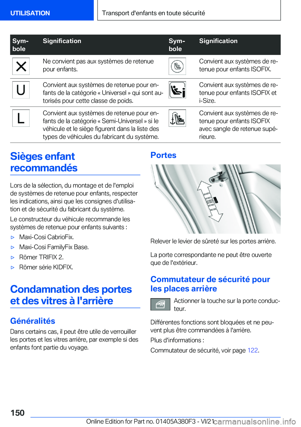 BMW 5 SERIES 2022  Notices Demploi (in French) �S�y�mj
�b�o�l�e�S�i�g�n�i�f�i�c�a�t�i�o�n�S�y�mj
�b�o�l�e�S�i�g�n�i�f�i�c�a�t�i�o�n�N�e��c�o�n�v�i�e�n�t��p�a�s��a�u�x��s�y�s�t�è�m�e�s��d�e��r�e�t�e�n�u�e
�p�o�u�r��e�n�f�a�n�t�s�.�C�o�n�v