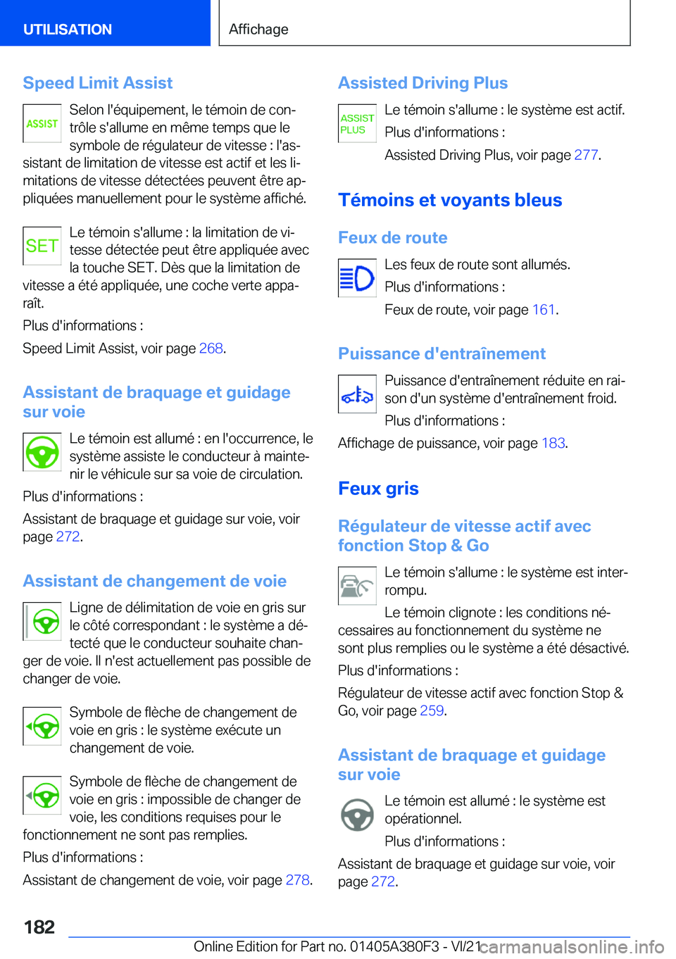 BMW 5 SERIES 2022  Notices Demploi (in French) �S�p�e�e�d��L�i�m�i�t��A�s�s�i�s�t�S�e�l�o�n��l�'�é�q�u�i�p�e�m�e�n�t�,��l�e��t�é�m�o�i�n��d�e��c�o�nj
�t�r�