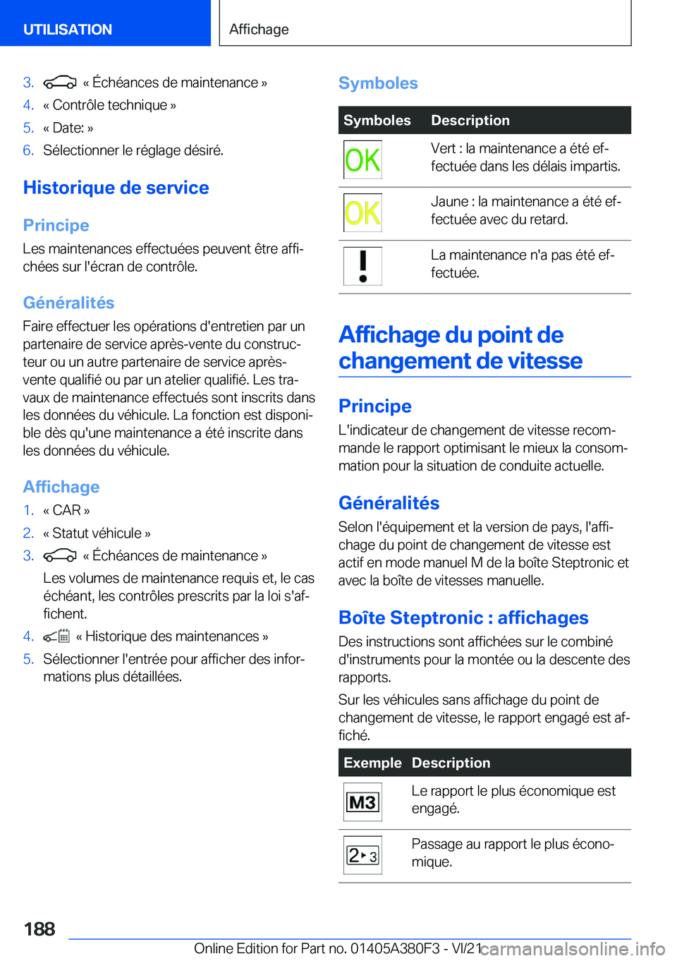 BMW 5 SERIES 2022  Notices Demploi (in French) �3�.���k��É�c�h�é�a�n�c�e�s��d�e��m�a�i�n�t�e�n�a�n�c�e��{�4�.�k��C�o�n�t�r�