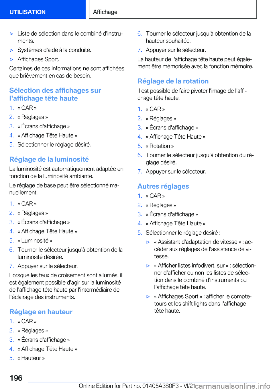 BMW 5 SERIES 2022  Notices Demploi (in French) 'x�L�i�s�t�e��d�e��s�é�l�e�c�t�i�o�n��d�a�n�s��l�e��c�o�m�b�i�n�é��d�'�i�n�s�t�r�uj
�m�e�n�t�s�.'x�S�y�s�t�è�m�e�s��d�'�a�i�d�e��