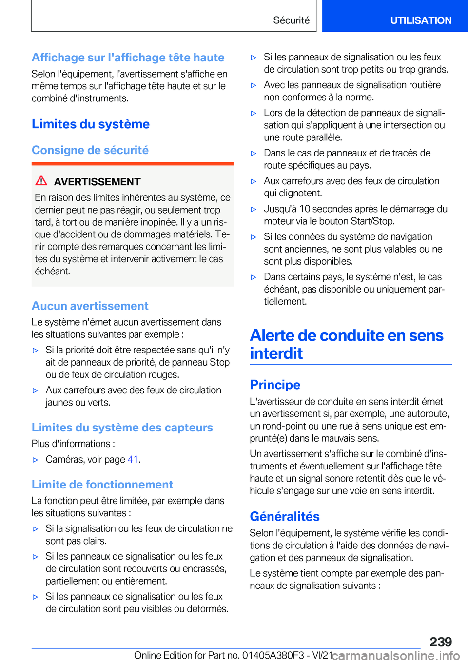 BMW 5 SERIES 2022  Notices Demploi (in French) �A�f�f�i�c�h�a�g�e��s�u�r��l�'�a�f�f�i�c�h�a�g�e��t�ê�t�e��h�a�u�t�e
�S�e�l�o�n��l�'�é�q�u�i�p�e�m�e�n�t�,��l�'�a�v�e�r�t�i�s�s�e�m�e�n�t��s�'�a�f�f�i�c�h�e��e�n
�m�ê�m�e��