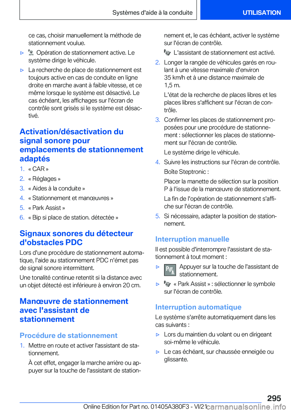 BMW 5 SERIES 2022  Notices Demploi (in French) �c�e��c�a�s�,��c�h�o�i�s�i�r��m�a�n�u�e�l�l�e�m�e�n�t��l�a��m�é�t�h�o�d�e��d�e�s�t�a�t�i�o�n�n�e�m�e�n�t��v�o�u�l�u�e�.'x���O�p�é�r�a�t�i�o�n��d�e��s�t�a�t�i�o�n�n�e�m�e�n�t��a�c�t�i