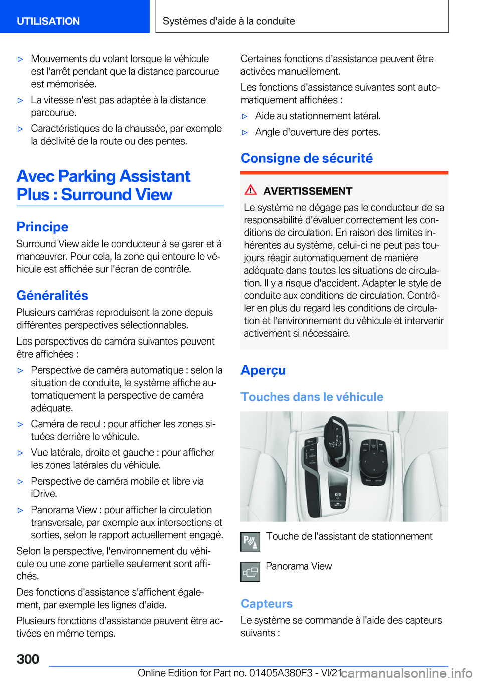BMW 5 SERIES 2022  Notices Demploi (in French) 'x�M�o�u�v�e�m�e�n�t�s��d�u��v�o�l�a�n�t��l�o�r�s�q�u�e��l�e��v�é�h�i�c�u�l�e
�e�s�t��l�'�a�r�r�ê�t��p�e�n�d�a�n�t��q�u�e��l�a��d�i�s�t�a�n�c�e��p�a�r�c�o�u�r�u�e
�e�s�t��m�é�m�