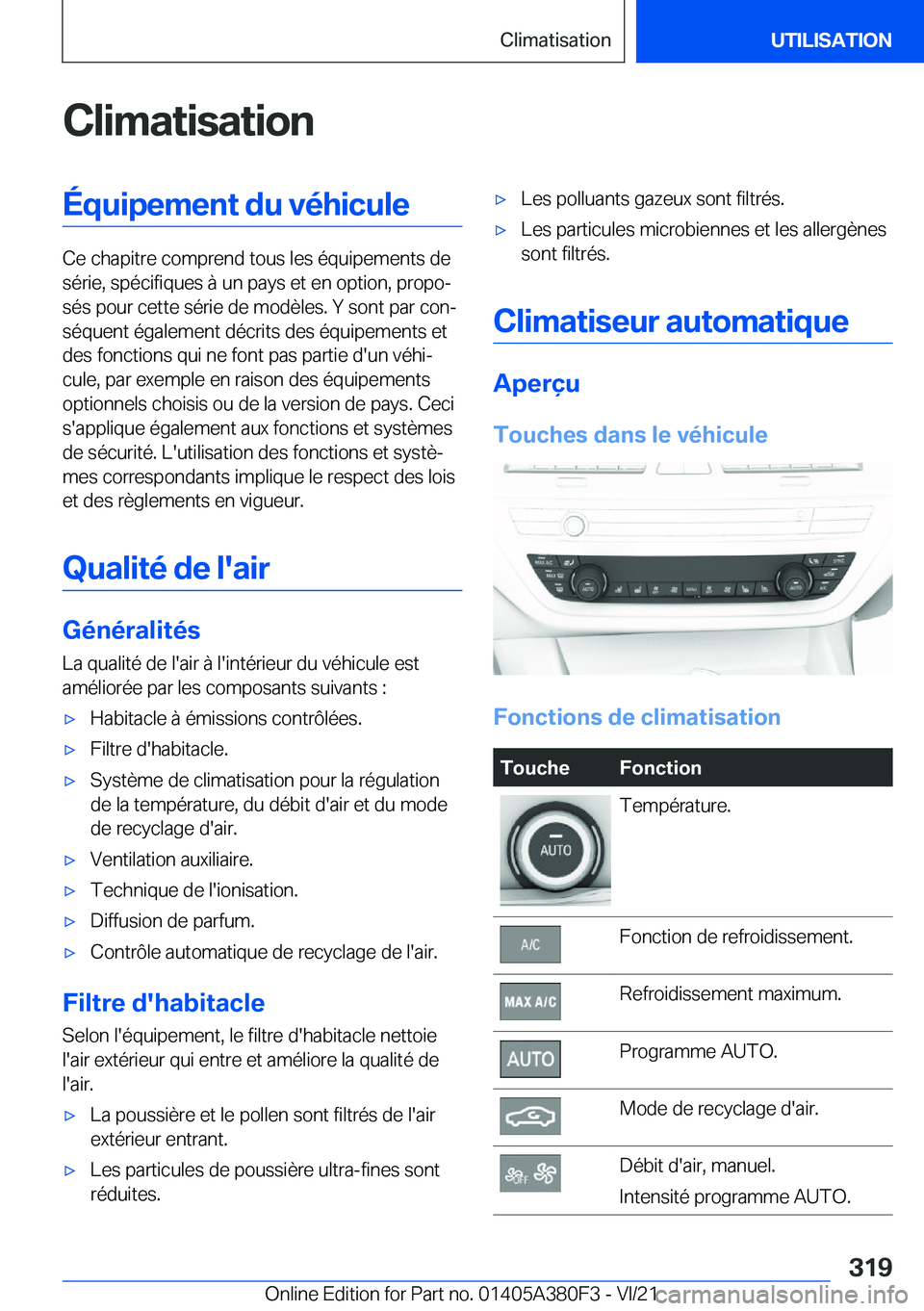 BMW 5 SERIES 2022  Notices Demploi (in French) �C�l�i�m�a�t�i�s�a�t�i�o�n�