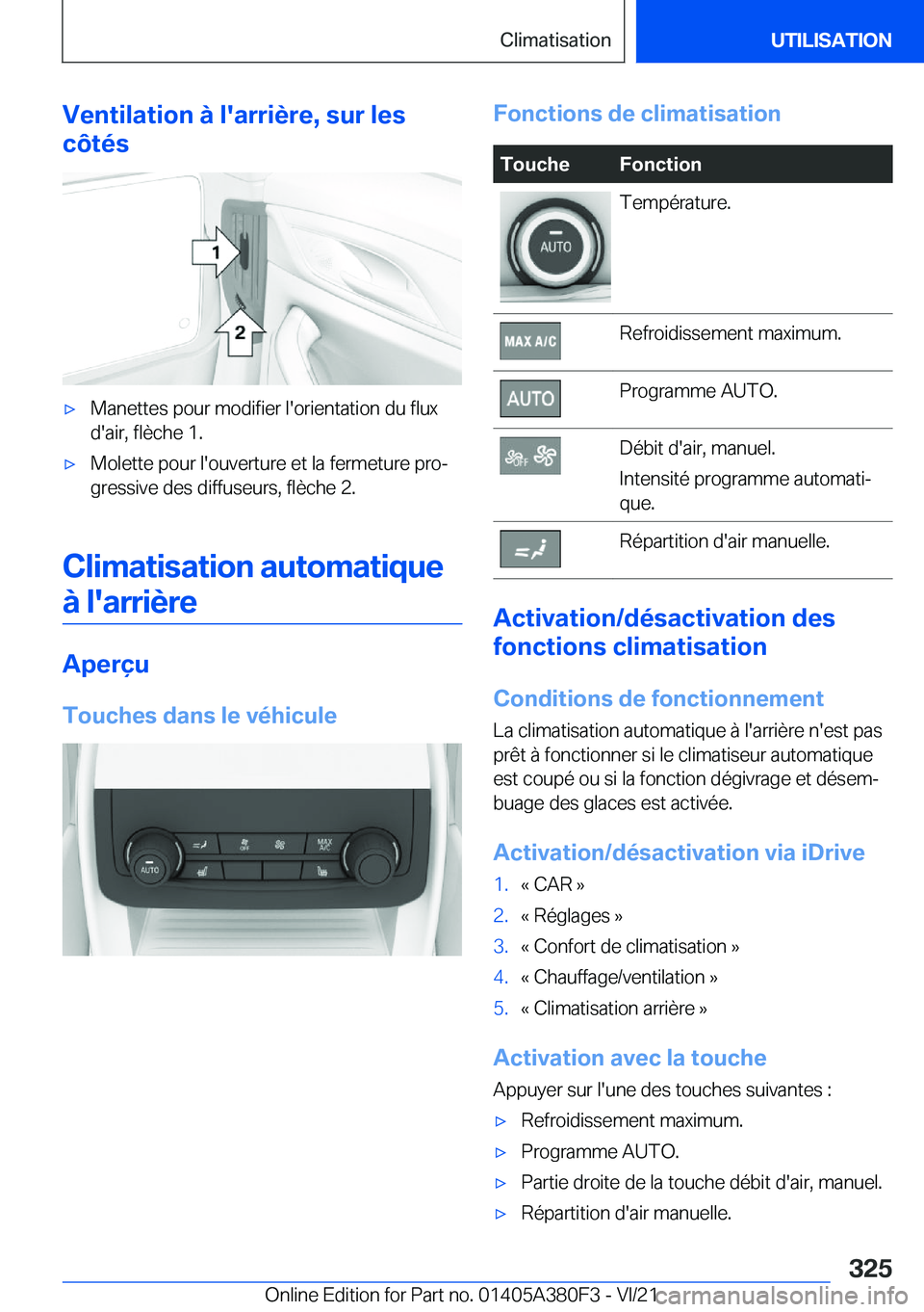 BMW 5 SERIES 2022  Notices Demploi (in French) �V�e�n�t�i�l�a�t�i�o�n��