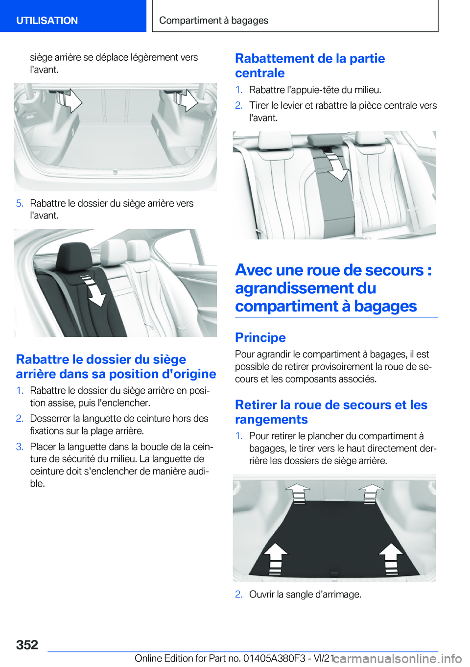 BMW 5 SERIES 2022  Notices Demploi (in French) �s�i�è�g�e��a�r�r�i�è�r�e��s�e��d�é�p�l�a�c�e��l�é�g�è�r�e�m�e�n�t��v�e�r�s
�l�'�a�v�a�n�t�.�5�.�R�a�b�a�t�t�r�e��l�e��d�o�s�s�i�e�r��d�u��s�i�è�g�e��a�r�r�i�è�r�e��v�e�r�s
�l�&#
