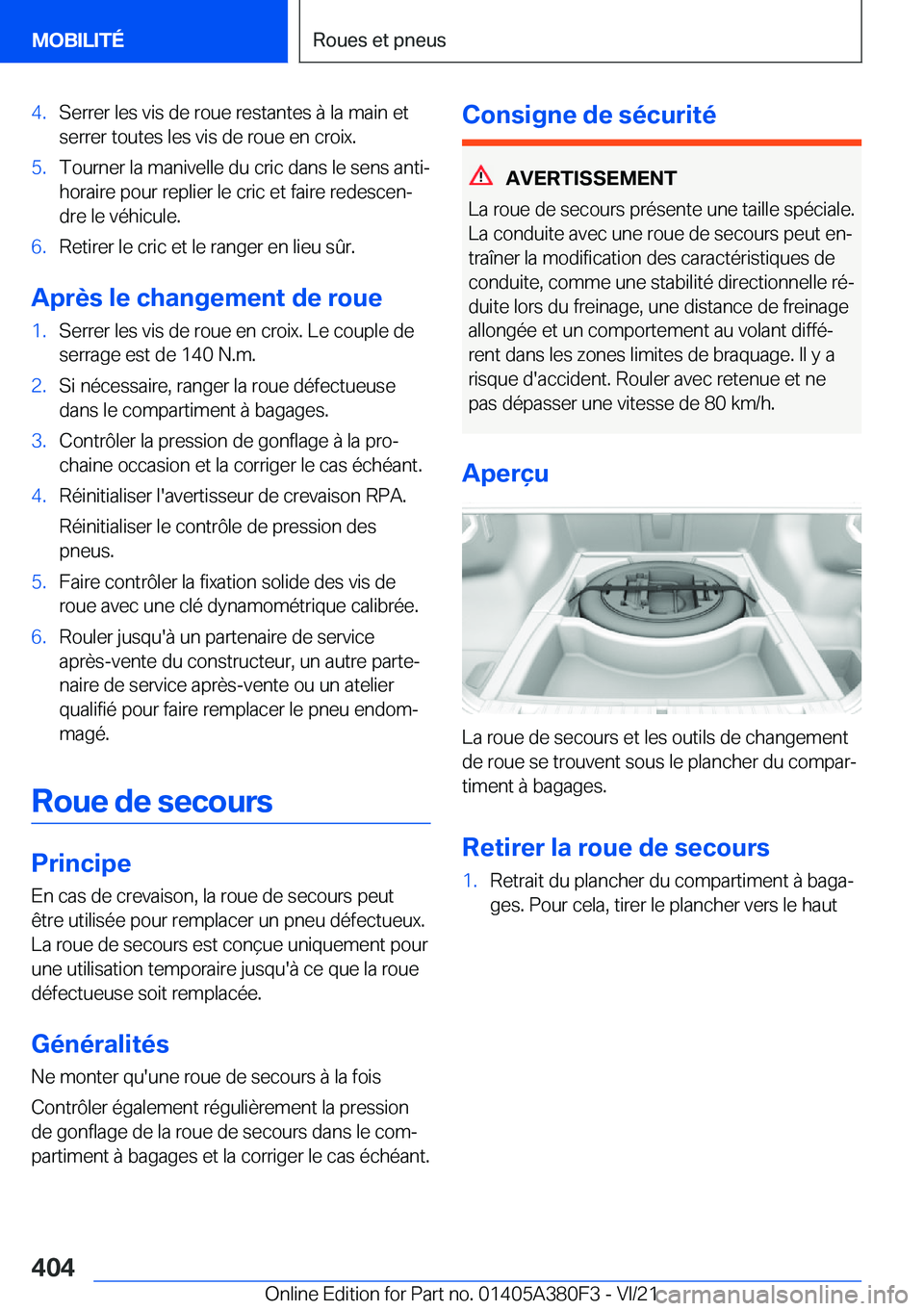 BMW 5 SERIES 2022  Notices Demploi (in French) �4�.�S�e�r�r�e�r��l�e�s��v�i�s��d�e��r�o�u�e��r�e�s�t�a�n�t�e�s��