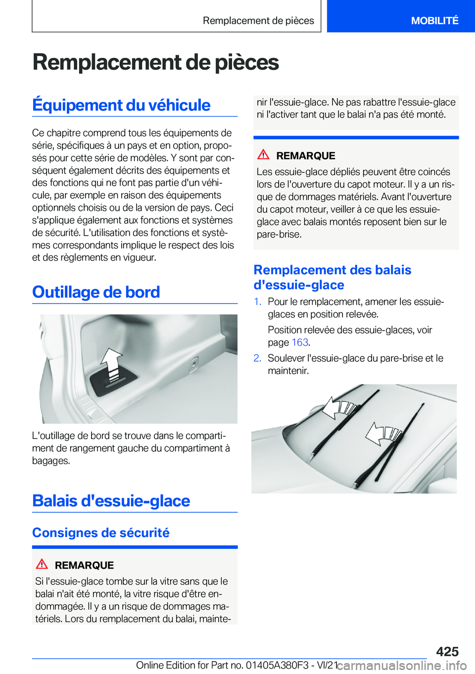 BMW 5 SERIES 2022  Notices Demploi (in French) �R�e�m�p�l�a�c�e�m�e�n�t��d�e��p�i�è�c�e�s�