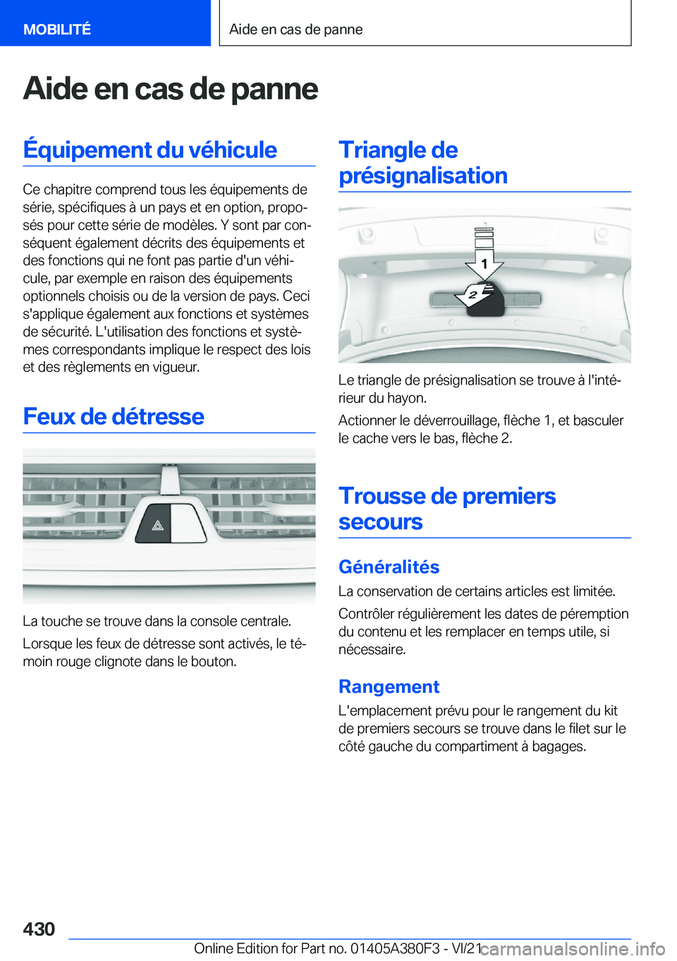 BMW 5 SERIES 2022  Notices Demploi (in French) �A�i�d�e��e�n��c�a�s��d�e��p�a�n�n�e�