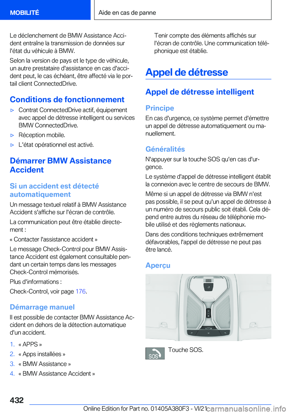 BMW 5 SERIES 2022  Notices Demploi (in French) �L�e��d�é�c�l�e�n�c�h�e�m�e�n�t��d�e��B�M�W��A�s�s�i�s�t�a�n�c�e��A�c�c�ij�d�e�n�t��e�n�t�r�a�