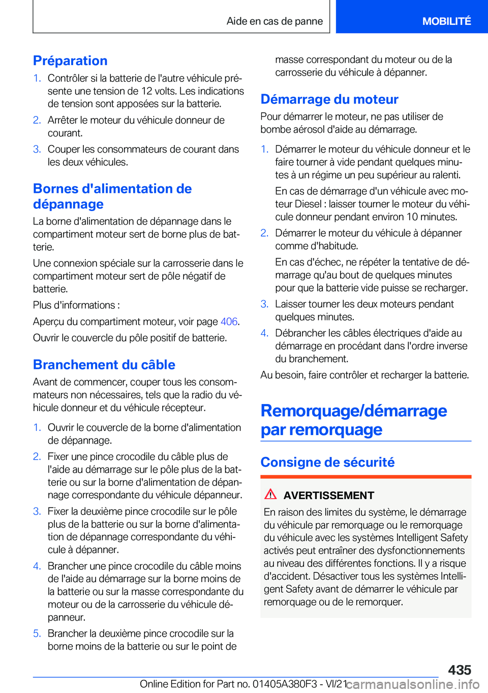 BMW 5 SERIES 2022  Notices Demploi (in French) �P�r�é�p�a�r�a�t�i�o�n�1�.�C�o�n�t�r�