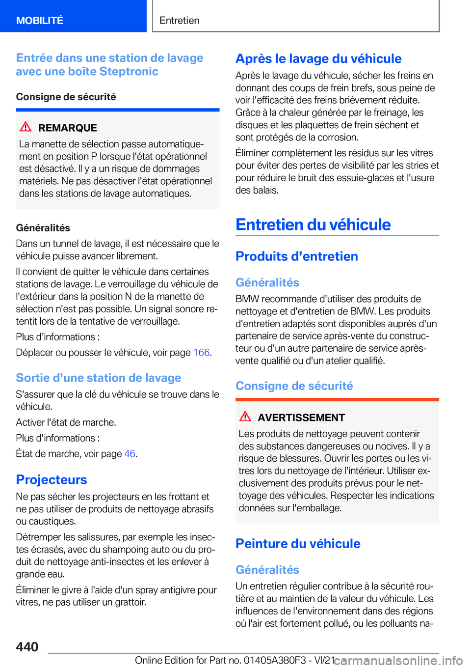 BMW 5 SERIES 2022  Notices Demploi (in French) �E�n�t�r�é�e��d�a�n�s��u�n�e��s�t�a�t�i�o�n��d�e��l�a�v�a�g�e
�a�v�e�c��u�n�e��b�o�