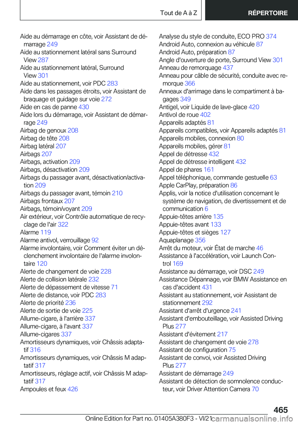 BMW 5 SERIES 2022  Notices Demploi (in French) �A�i�d�e��a�u��d�é�m�a�r�r�a�g�e��e�n��c�
