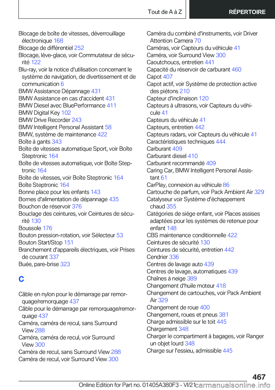 BMW 5 SERIES 2022  Notices Demploi (in French) �B�l�o�c�a�g�e��d�e��b�o�