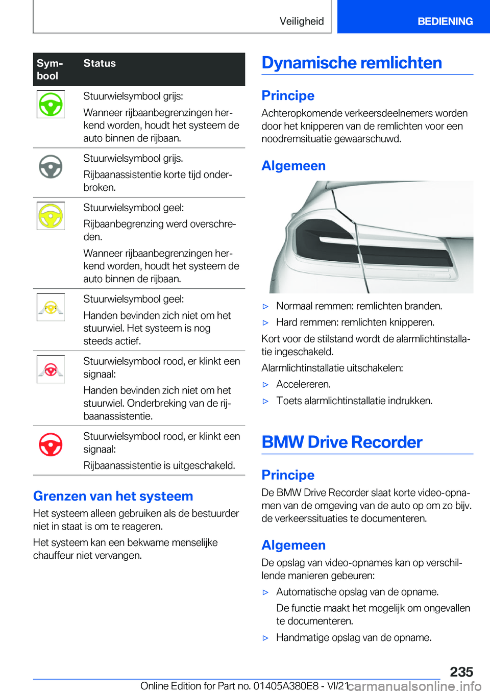BMW 5 SERIES 2022  Instructieboekjes (in Dutch) �S�y�mj
�b�o�o�l�S�t�a�t�u�s�S�t�u�u�r�w�i�e�l�s�y�m�b�o�o�l��g�r�i�j�s�:
�W�a�n�n�e�e�r��r�i�j�b�a�a�n�b�e�g�r�e�n�z�i�n�g�e�n��h�e�rj
�k�e�n�d��w�o�r�d�e�n�,��h�o�u�d�t��h�e�t��s�y�s�t�e�e�