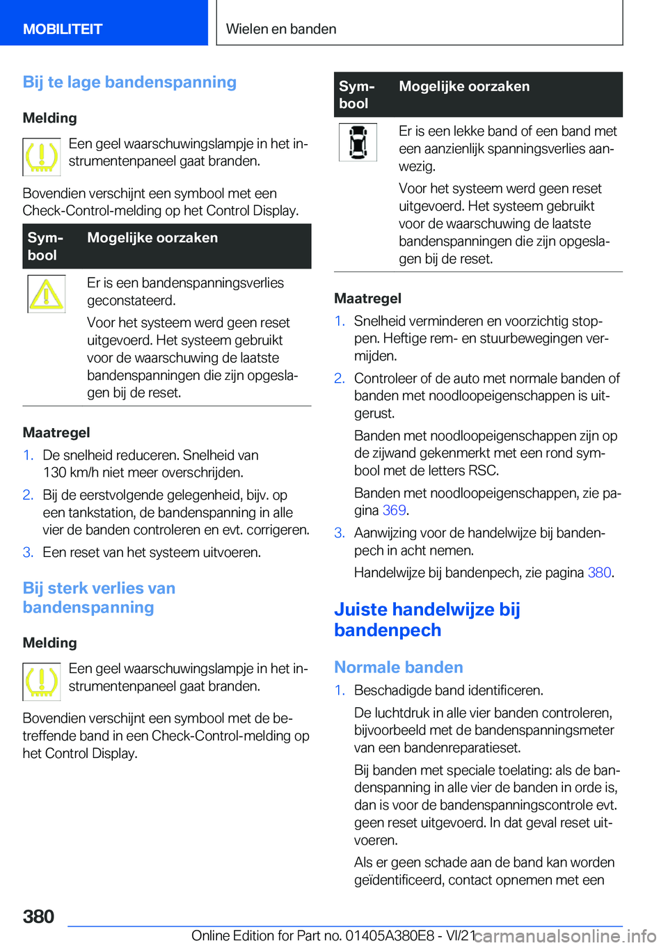 BMW 5 SERIES 2022  Instructieboekjes (in Dutch) �B�i�j��t�e��l�a�g�e��b�a�n�d�e�n�s�p�a�n�n�i�n�g�M�e�l�d�i�n�g �E�e�n��g�e�e�l��w�a�a�r�s�c�h�u�w�i�n�g�s�l�a�m�p�j�e��i�n��h�e�t��i�nj
�s�t�r�u�m�e�n�t�e�n�p�a�n�e�e�l��g�a�a�t��b�r�a�n�d