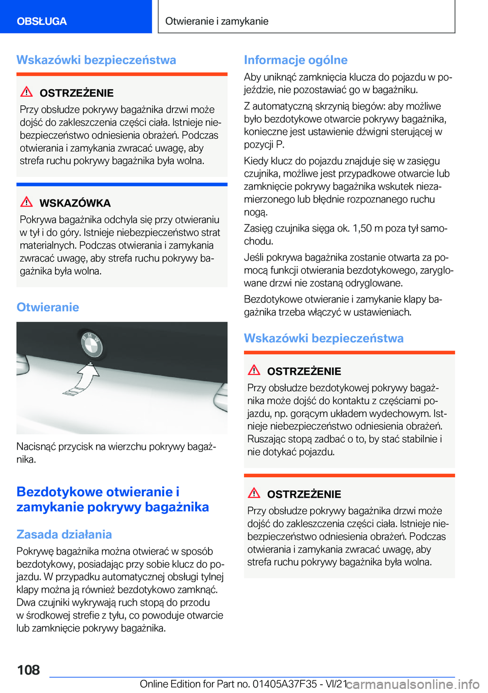 BMW 5 SERIES 2022  Instrukcja obsługi (in Polish) �W�s�k�a�z�