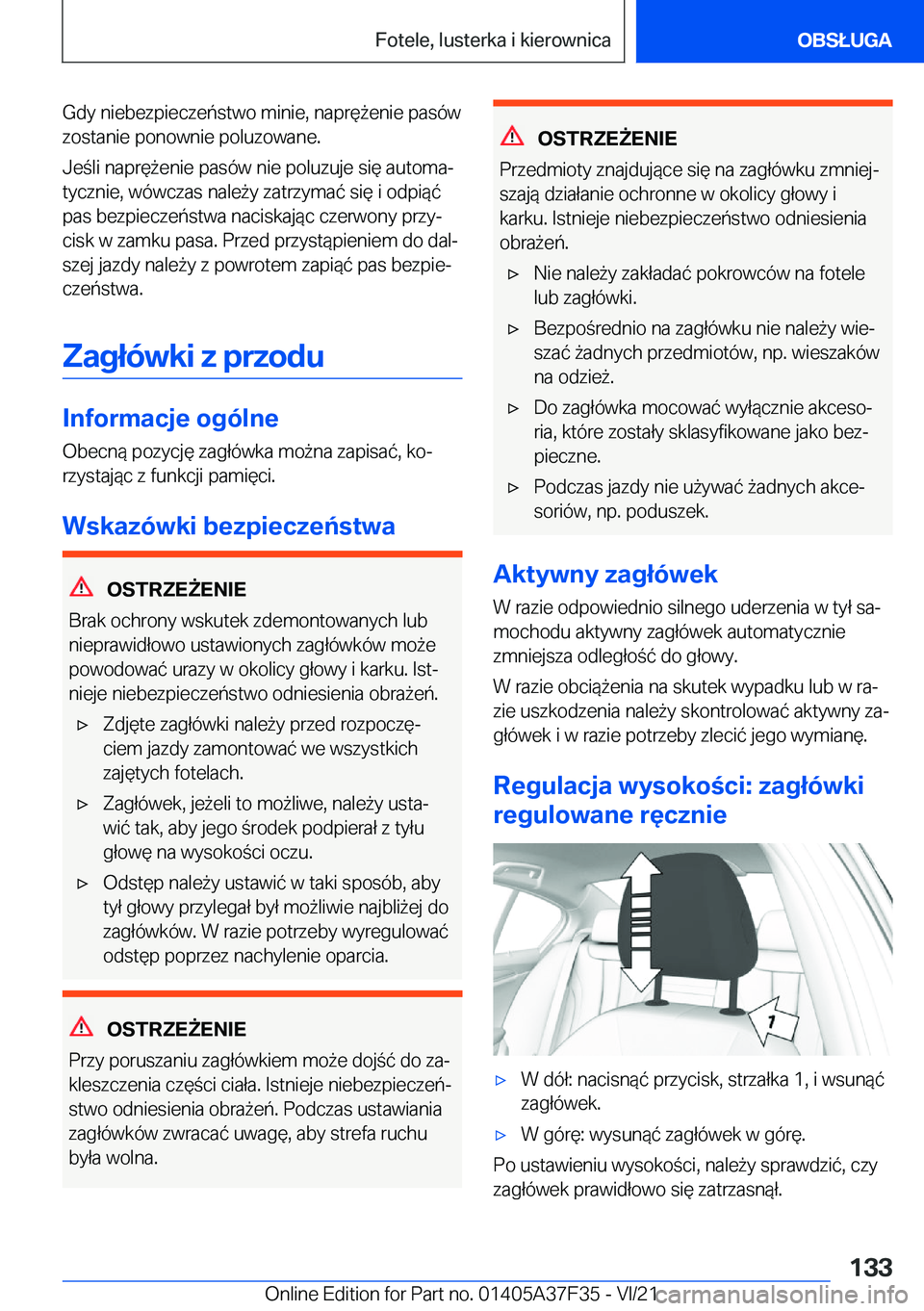 BMW 5 SERIES 2022  Instrukcja obsługi (in Polish) �G�d�y��n�i�e�b�e�z�p�i�e�c�z�e�