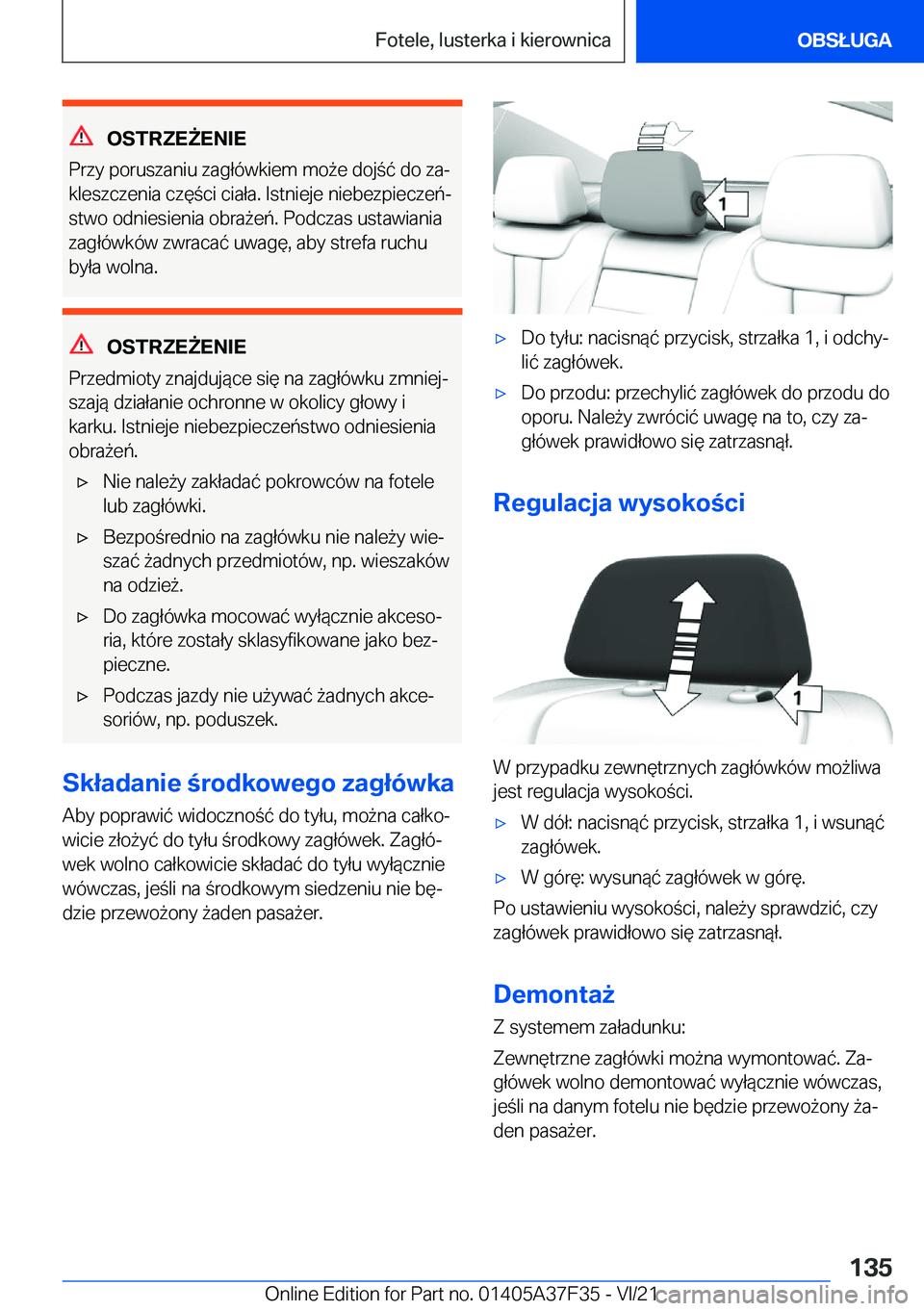 BMW 5 SERIES 2022  Instrukcja obsługi (in Polish) �O�S�T�R�Z�E8�E�N�I�E
�P�r�z�y��p�o�r�u�s�z�a�n�i�u��z�a�g�ł�