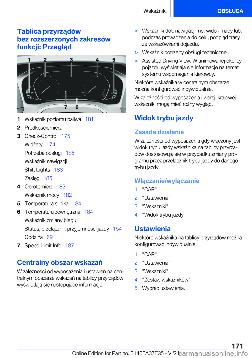 BMW 5 SERIES 2022  Instrukcja obsługi (in Polish) �T�a�b�l�i�c�a��p�r�z�y�r�z�ą�d�
