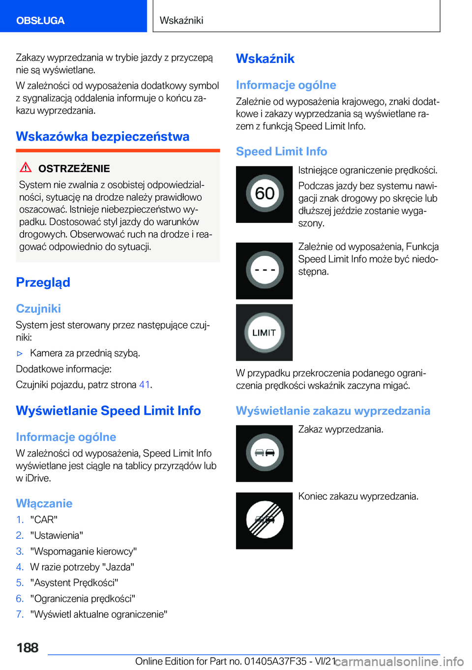 BMW 5 SERIES 2022  Instrukcja obsługi (in Polish) �Z�a�k�a�z�y��w�y�p�r�z�e�d�z�a�n�i�a��w��t�r�y�b�i�e��j�a�z�d�y��z��p�r�z�y�c�z�e�p�