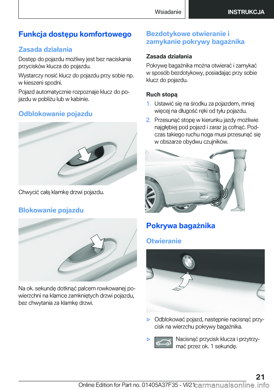 BMW 5 SERIES 2022  Instrukcja obsługi (in Polish) �F�u�n�k�c�j�a��d�o�s�t�