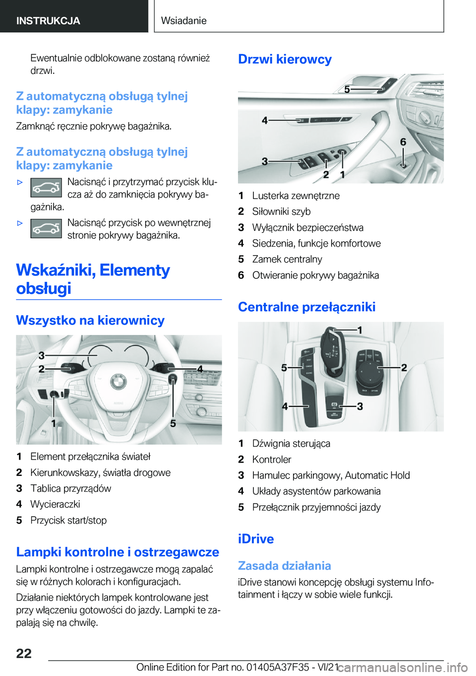 BMW 5 SERIES 2022  Instrukcja obsługi (in Polish) �E�w�e�n�t�u�a�l�n�i�e��o�d�b�l�o�k�o�w�a�n�e��z�o�s�t�a�n�