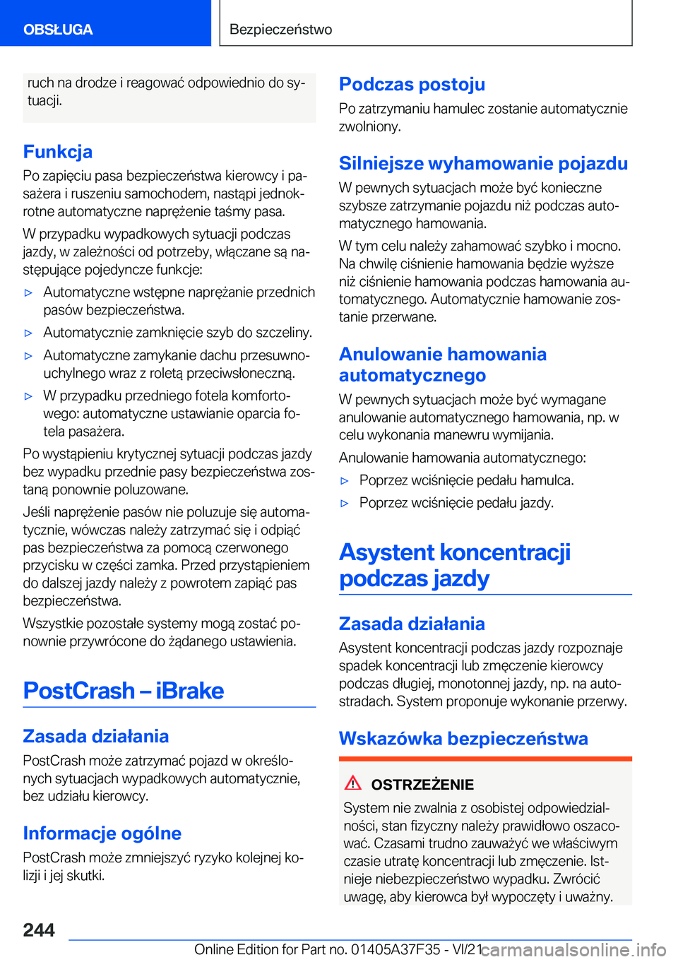 BMW 5 SERIES 2022  Instrukcja obsługi (in Polish) �r�u�c�h��n�a��d�r�o�d�z�e��i��r�e�a�g�o�w�a�