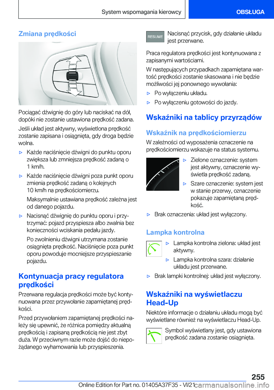 BMW 5 SERIES 2022  Instrukcja obsługi (in Polish) �Z�m�i�a�n�a��p�r�
