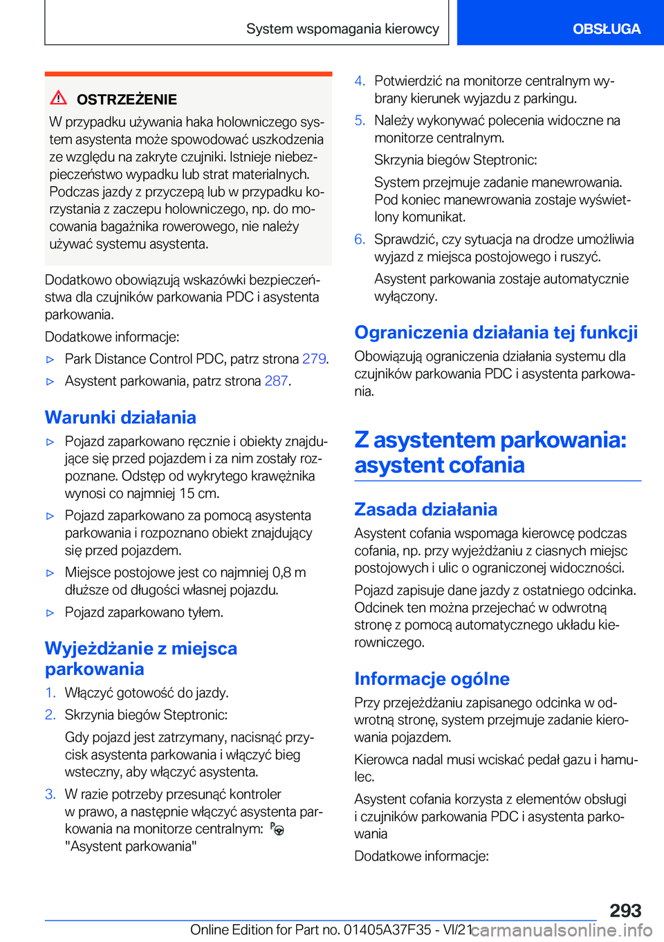 BMW 5 SERIES 2022  Instrukcja obsługi (in Polish) �O�S�T�R�Z�E8�E�N�I�E
�W��p�r�z�y�p�a�d�k�u��u9�y�w�a�n�i�a��h�a�k�a��h�o�l�o�w�n�i�c�z�e�g�o��s�y�sj
�t�e�m��a�s�y�s�t�e�n�t�a��m�o9�e��s�p�o�w�o�d�o�w�a�