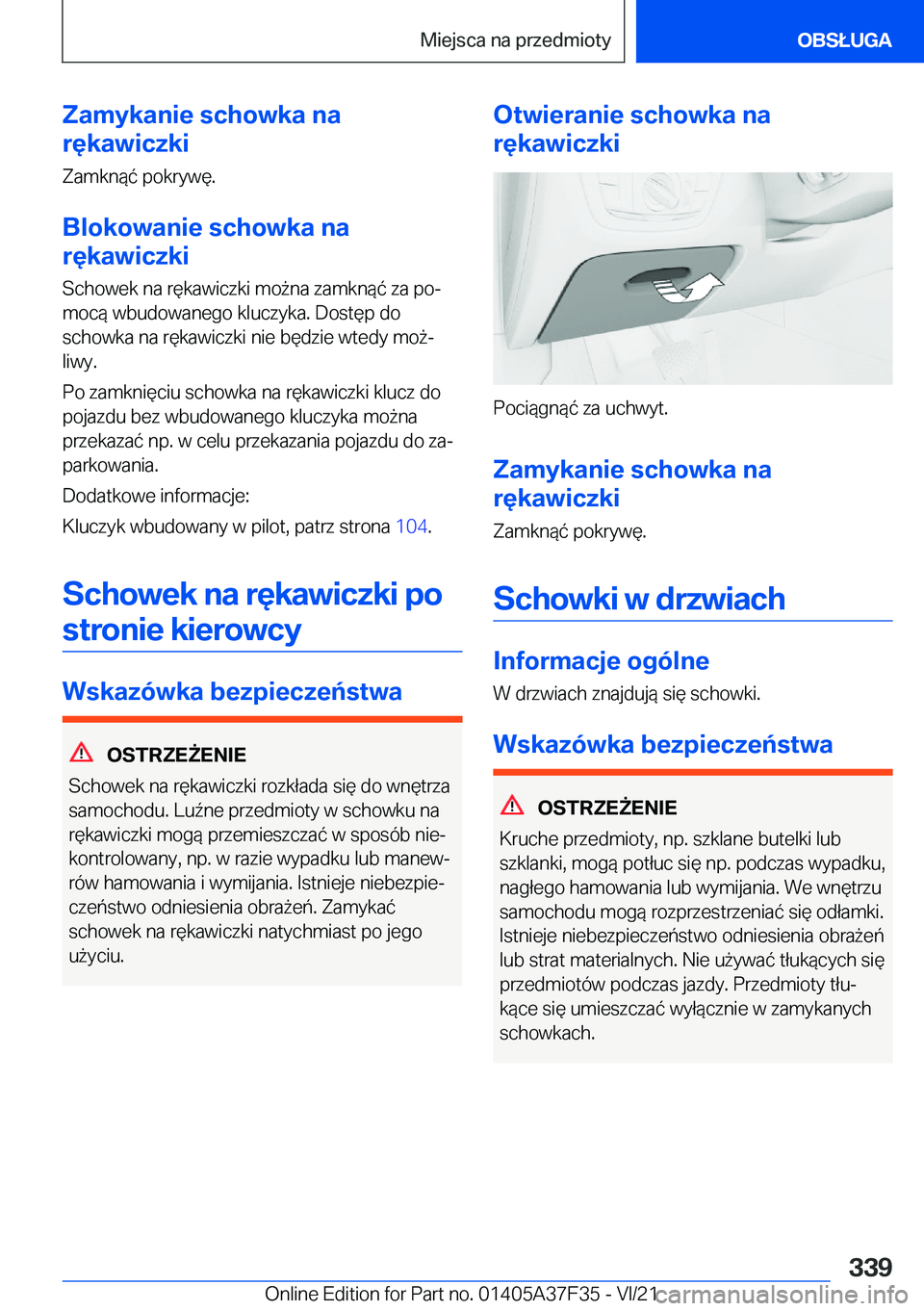 BMW 5 SERIES 2022  Instrukcja obsługi (in Polish) �Z�a�m�y�k�a�n�i�e��s�c�h�o�w�k�a��n�a
�r�