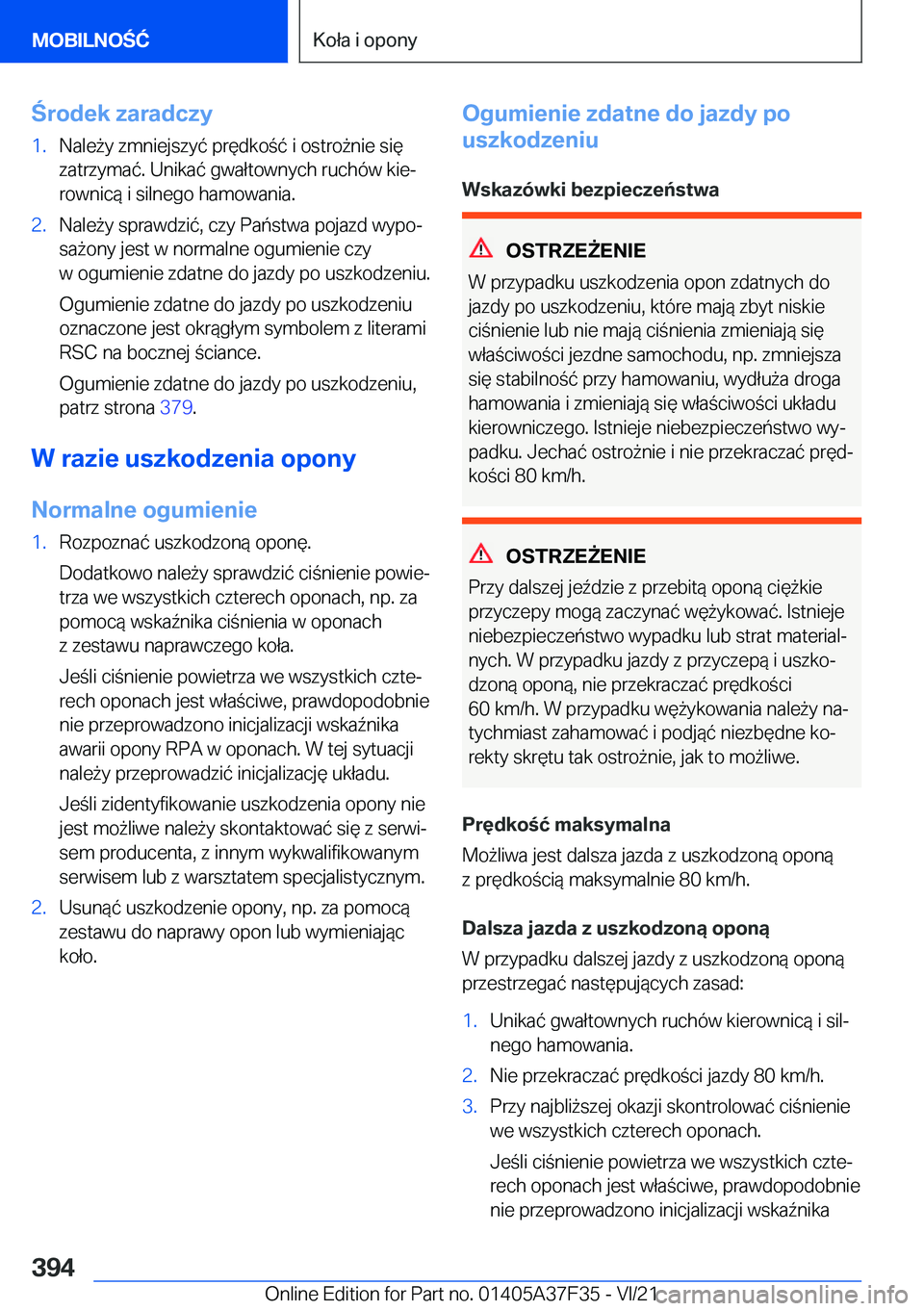 BMW 5 SERIES 2022  Instrukcja obsługi (in Polish) �r�o�d�e�k��z�a�r�a�d�c�z�y�1�.�N�a�l�e9�y��z�m�n�i�e�j�s�z�y�