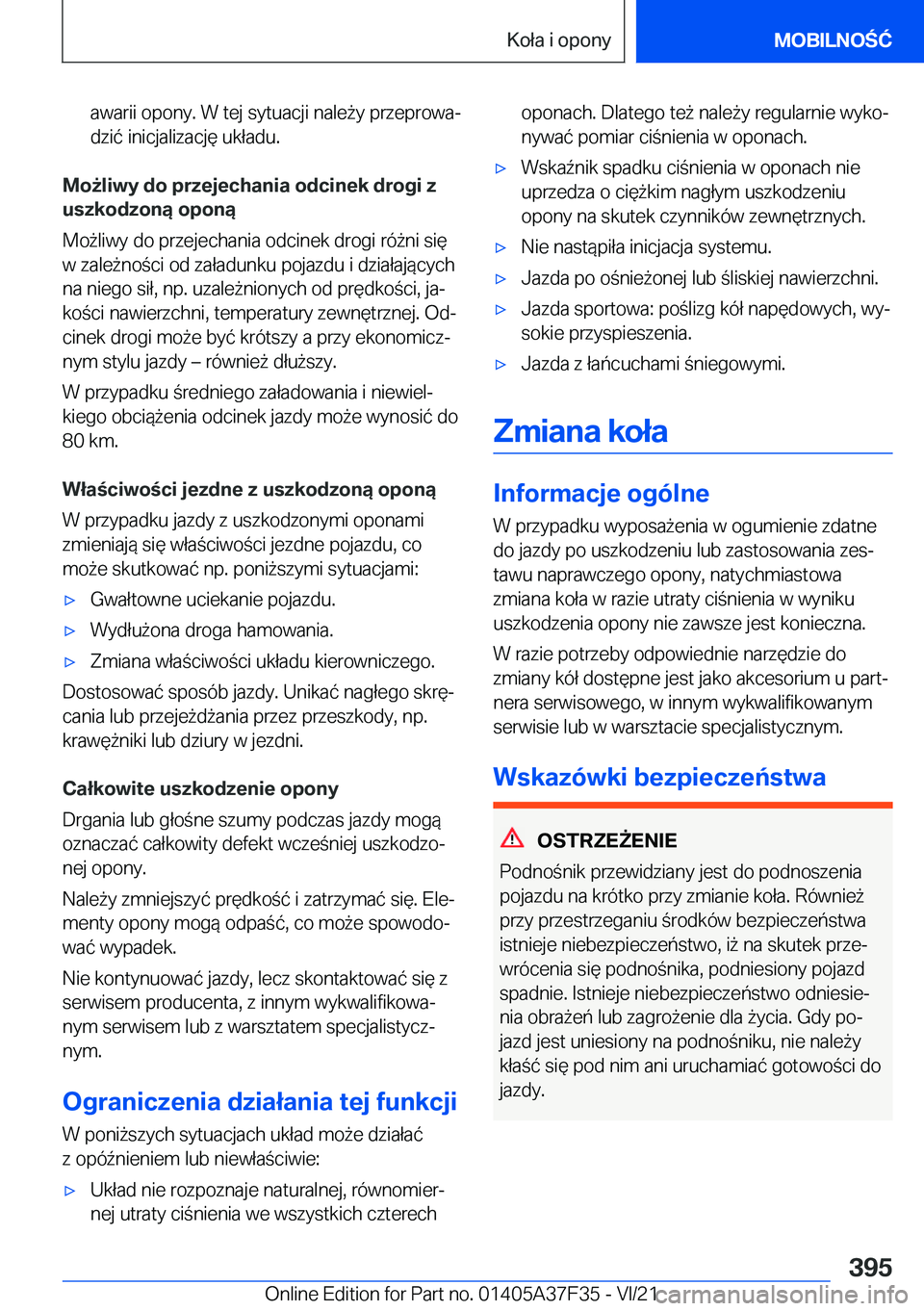 BMW 5 SERIES 2022  Instrukcja obsługi (in Polish) �a�w�a�r�i�i��o�p�o�n�y�.��W��t�e�j��s�y�t�u�a�c�j�i��n�a�l�e9�y��p�r�z�e�p�r�o�w�aj
�d�z�i�