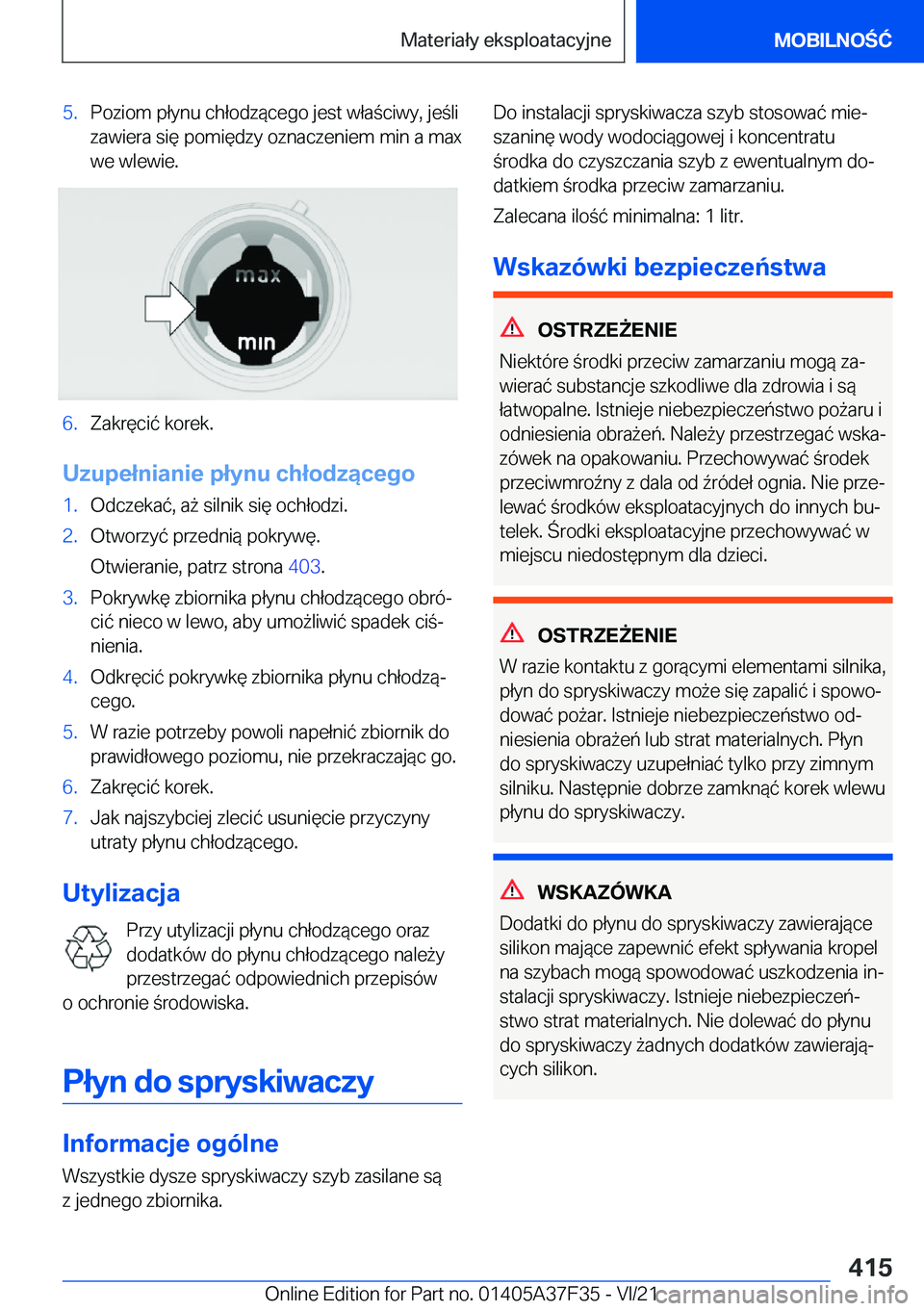 BMW 5 SERIES 2022  Instrukcja obsługi (in Polish) �5�.�P�o�z�i�o�m��p�ł�y�n�u��c�h�ł�o�d�z�
