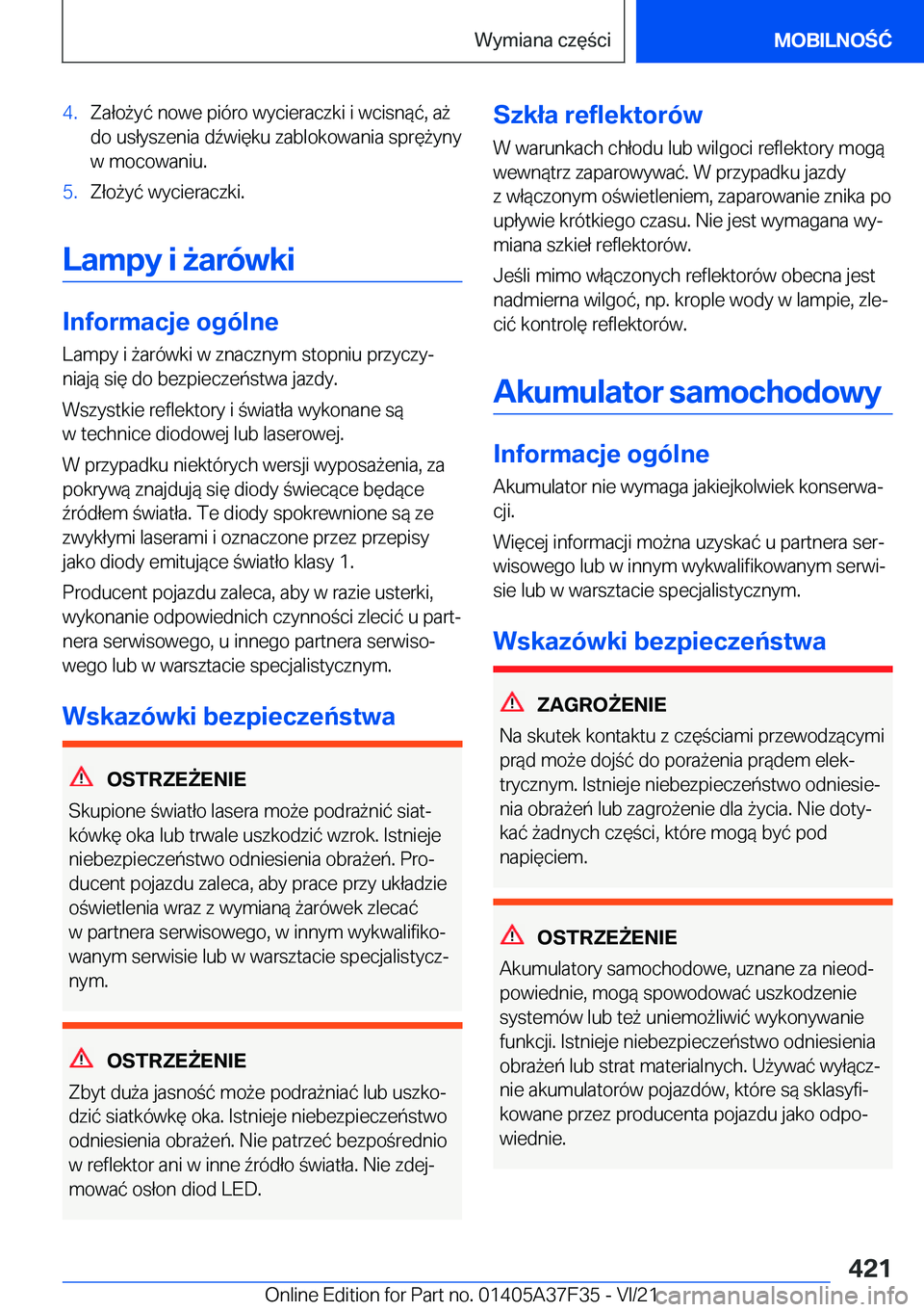 BMW 5 SERIES 2022  Instrukcja obsługi (in Polish) �4�.�Z�a�ł�o9�y�
