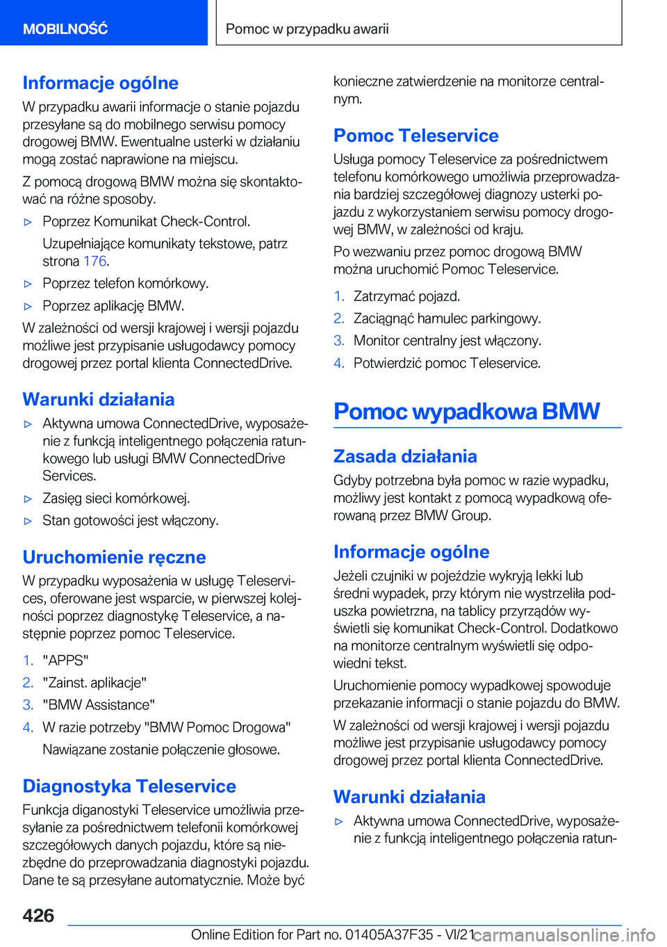 BMW 5 SERIES 2022  Instrukcja obsługi (in Polish) �I�n�f�o�r�m�a�c�j�e��o�g�