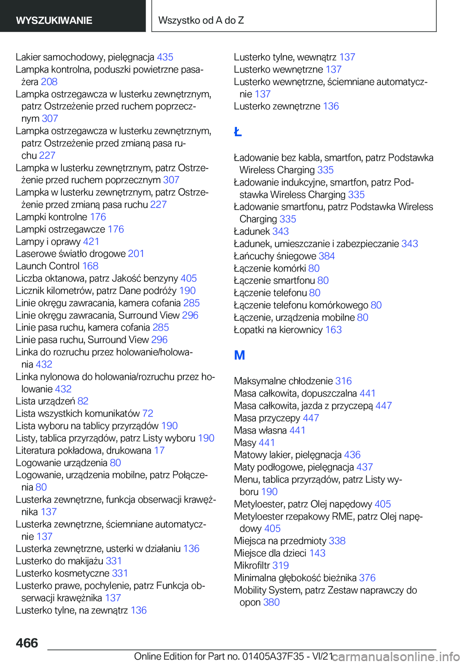 BMW 5 SERIES 2022  Instrukcja obsługi (in Polish) �L�a�k�i�e�r��s�a�m�o�c�h�o�d�o�w�y�,��p�i�e�l�