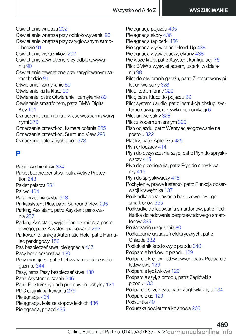 BMW 5 SERIES 2022  Instrukcja obsługi (in Polish) �O�w�i�e�t�l�e�n�i�e��w�n�