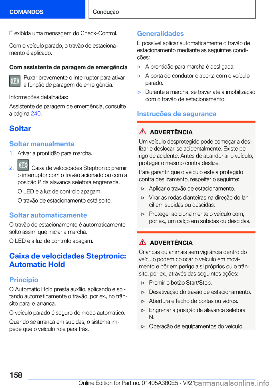BMW 5 SERIES 2022  Manual do condutor (in Portuguese) �