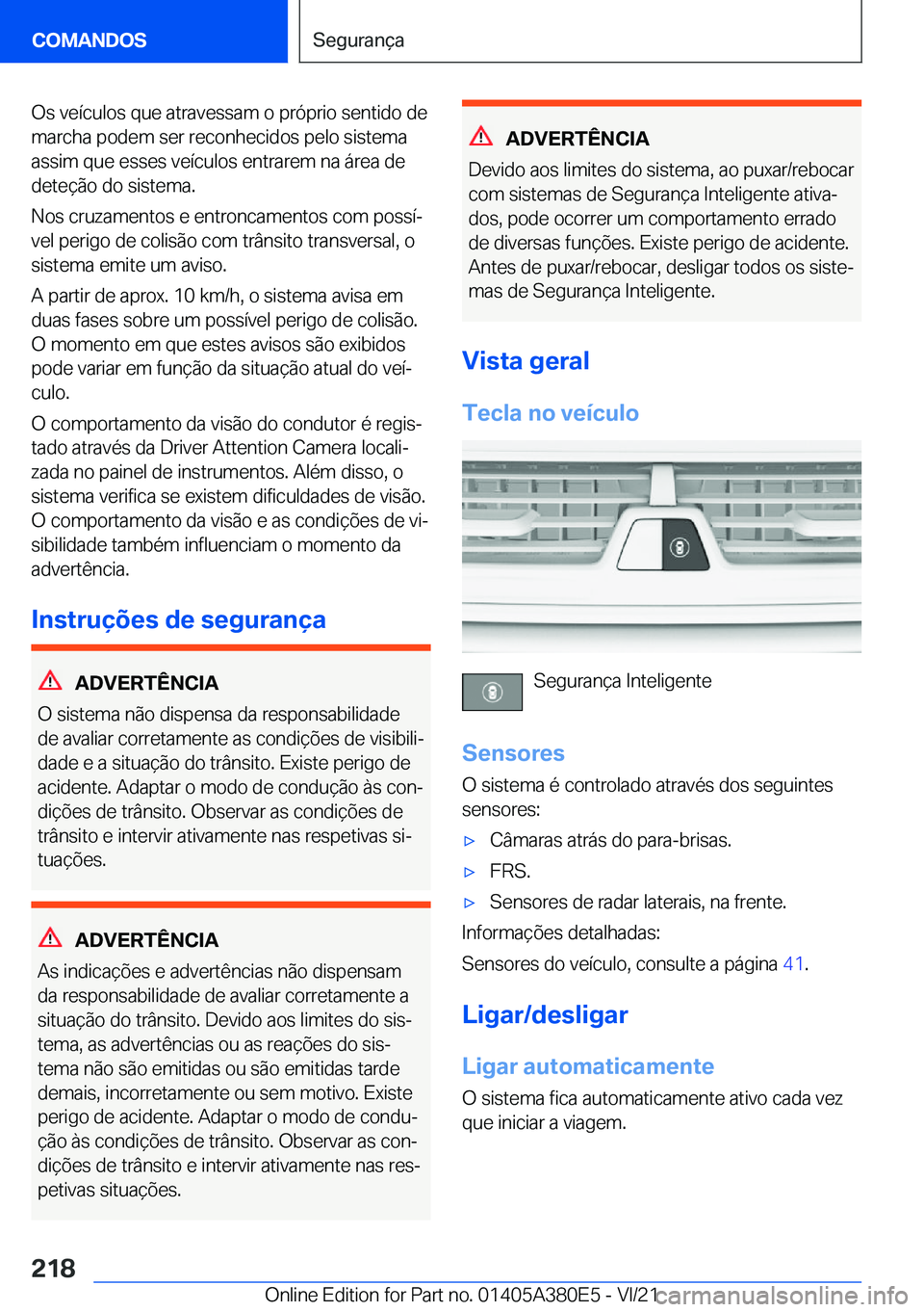 BMW 5 SERIES 2022  Manual do condutor (in Portuguese) �O�s��v�e�